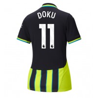 Camisa de Futebol Manchester City Jeremy Doku #11 Equipamento Secundário Mulheres 2024-25 Manga Curta